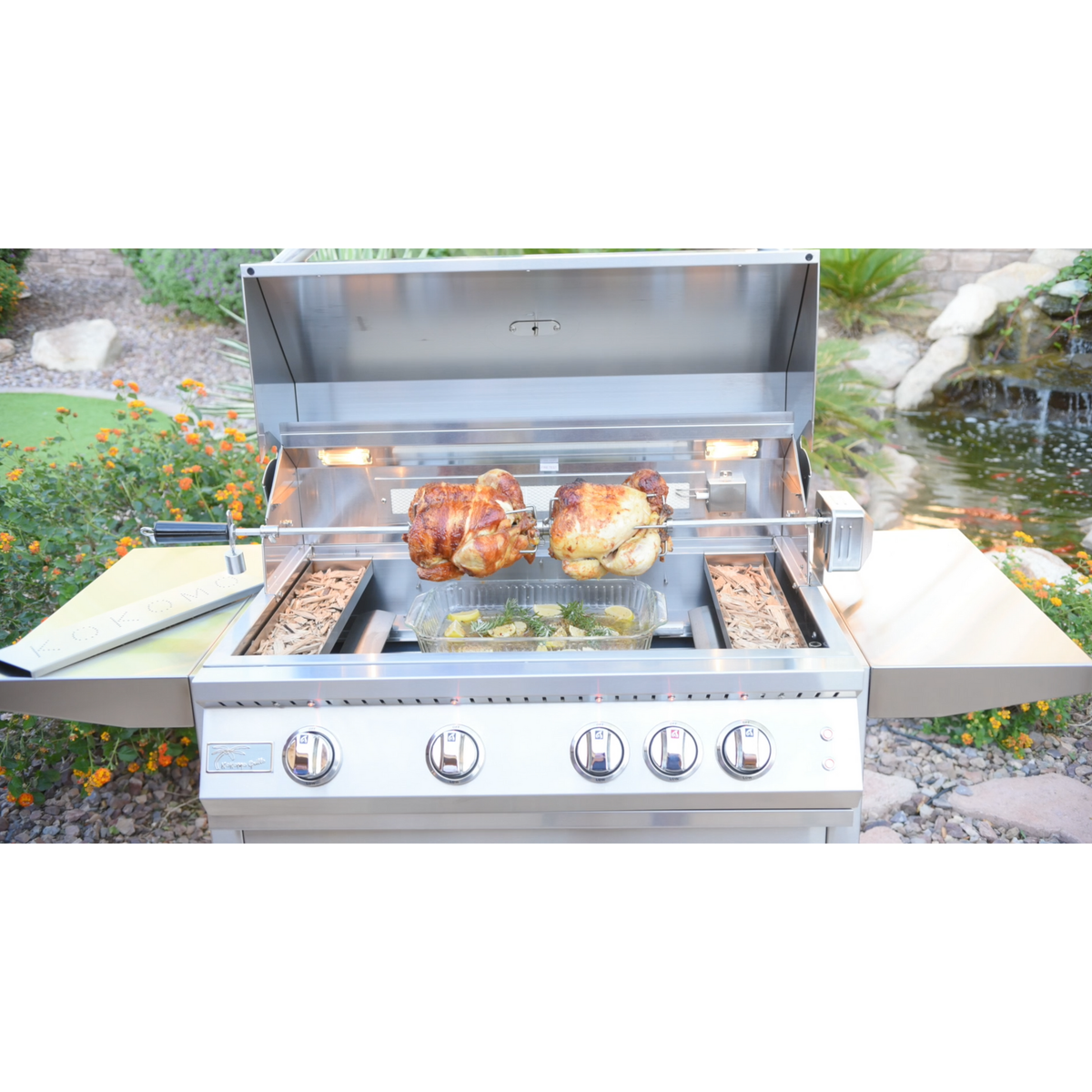 Kokomo smoker chip box installed in a Kokomo built-in grill