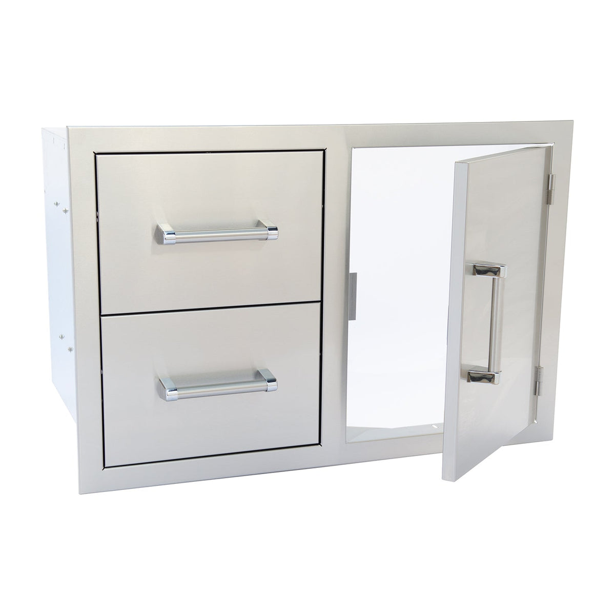 Kokomo two drawer and door combo with the door open