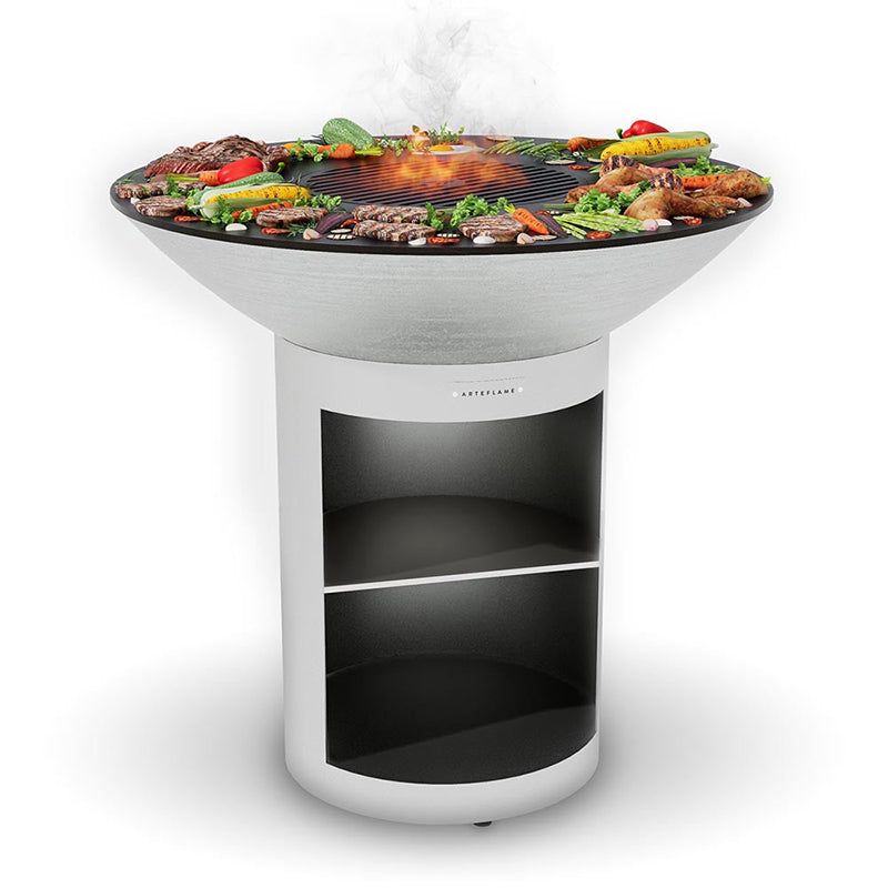 Arteflame-XXL-40-in-Flat-Top-Charcoal-Grill--Classic-Storage---Stainless-Steal