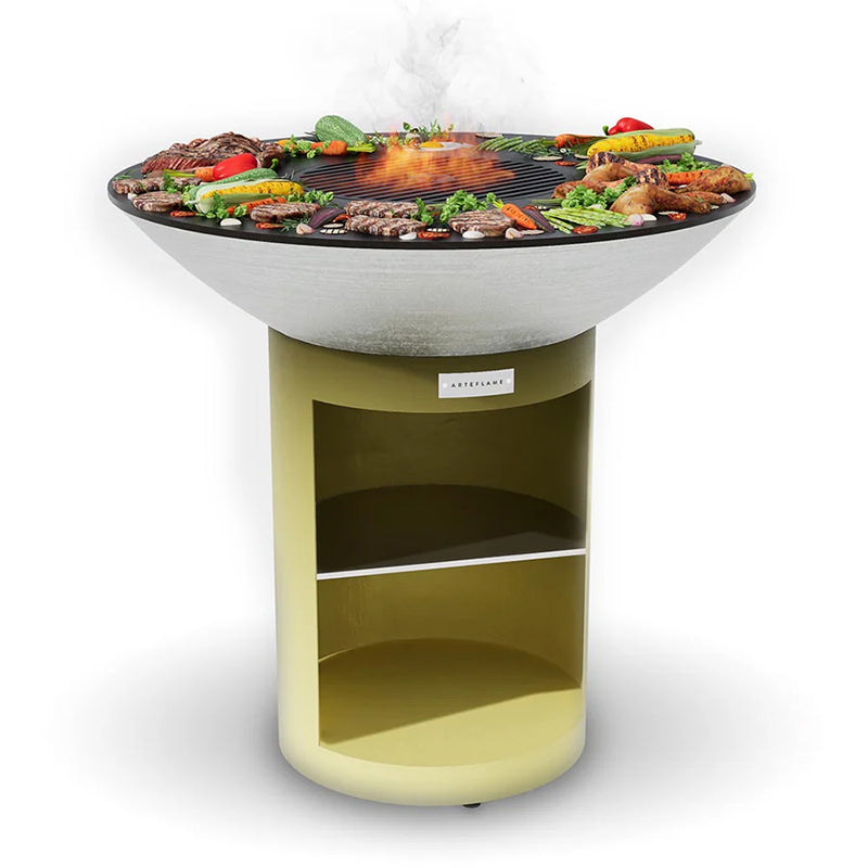 Arteflame-XXL-40-in-Flat-Top-Charcoal-Grill--Classic-Storage---Yellow