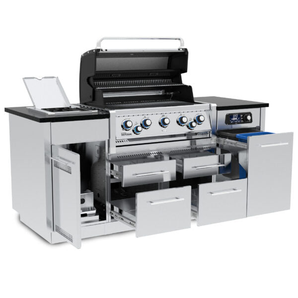 Broil King Imperial QS 590 38 in Island Gas Grill Front Angle Open