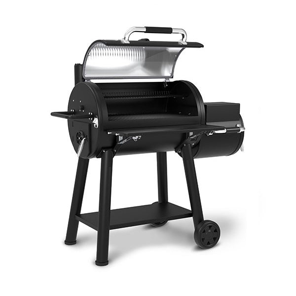 Broil King Regal 500 Charcoal Offset Smoker Front Angle Open