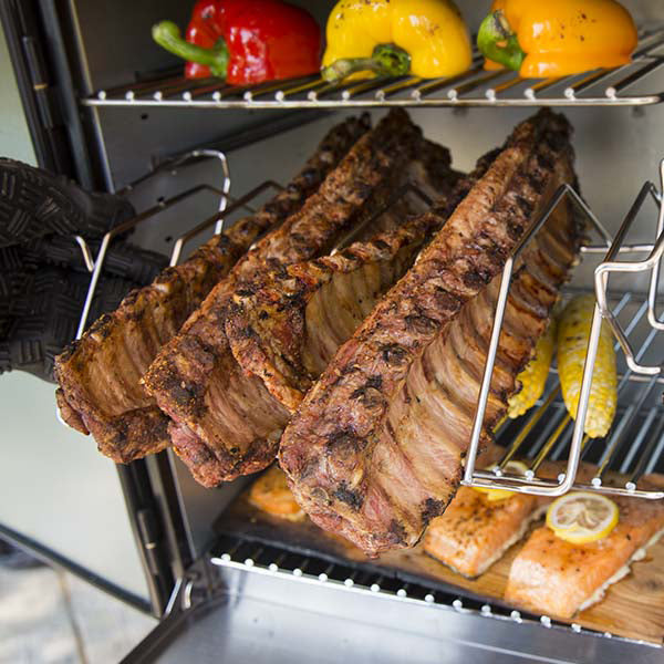 Broil King Vertical Charcoal Cabinet Smoker Food Closeup