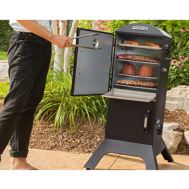 Broil King Vertical Charcoal Cabinet Smoker lifestyle