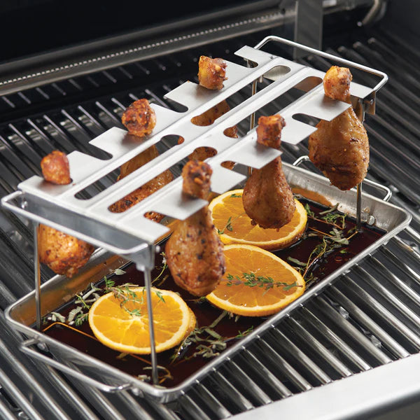 Broil King Wing Rack and Pan on Grill