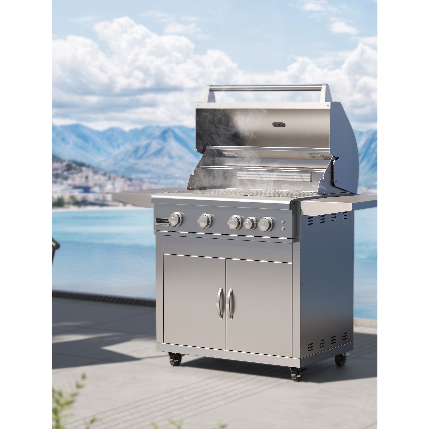 Broilmaster B Series Loaded 32 in Gas Grill with cart Lifestyle