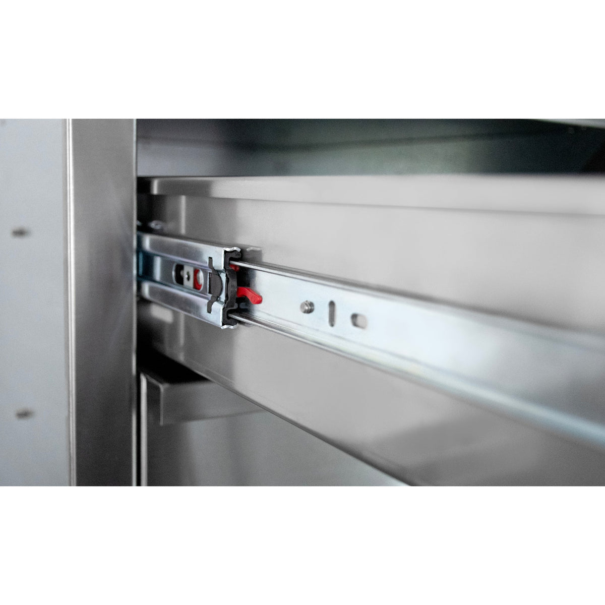 American Made Grills 36" Deluxe 2-Drawer and Access Door Combo – drawer slide detail