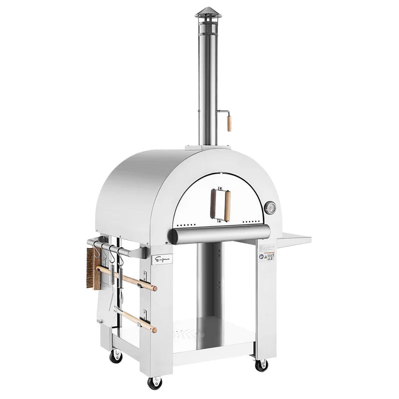 Empava Outdoor Wood Fired Pizza Oven with Side Table PG05 Front Angle Right
