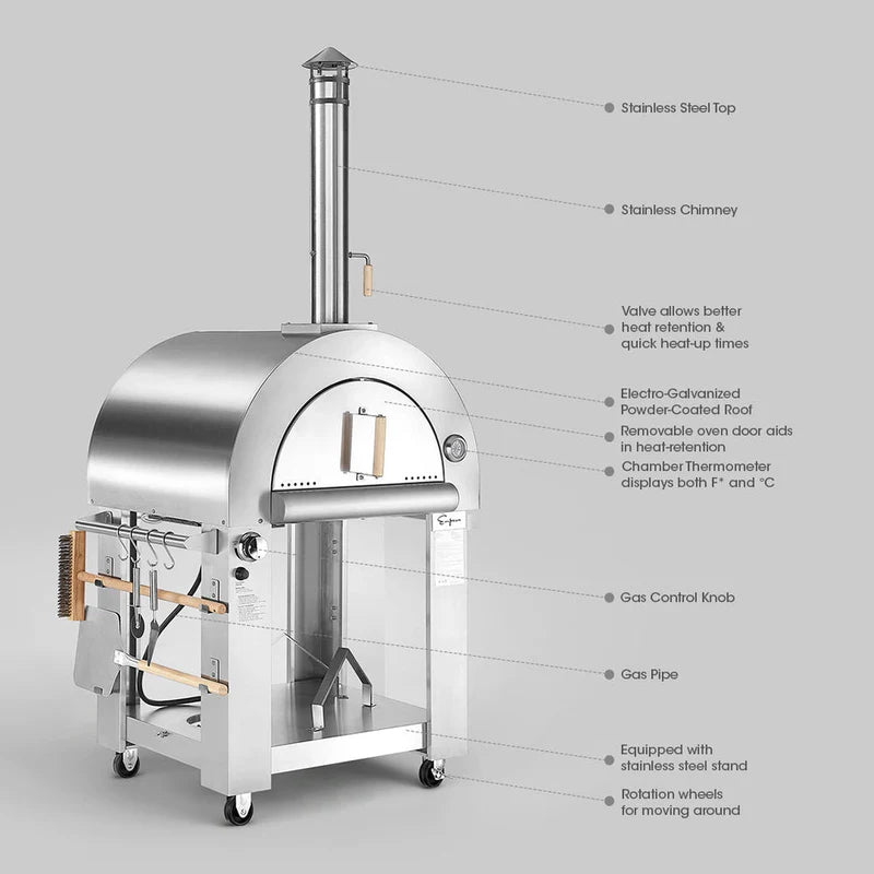Empava Outdoor Wood Fired and Gas Pizza Oven PG03 features