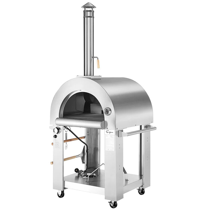 Empava Outdoor Wood Fired and Gas Pizza Oven PG03 front angle left open