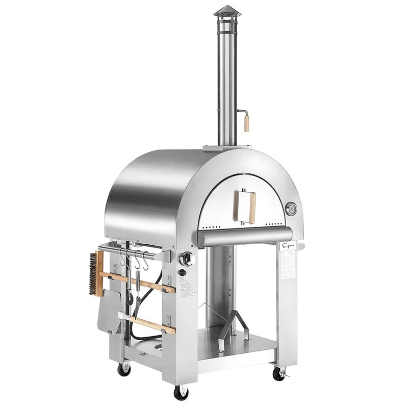 Empava Outdoor Wood Fired and Gas Pizza Oven PG03 front angle right closed