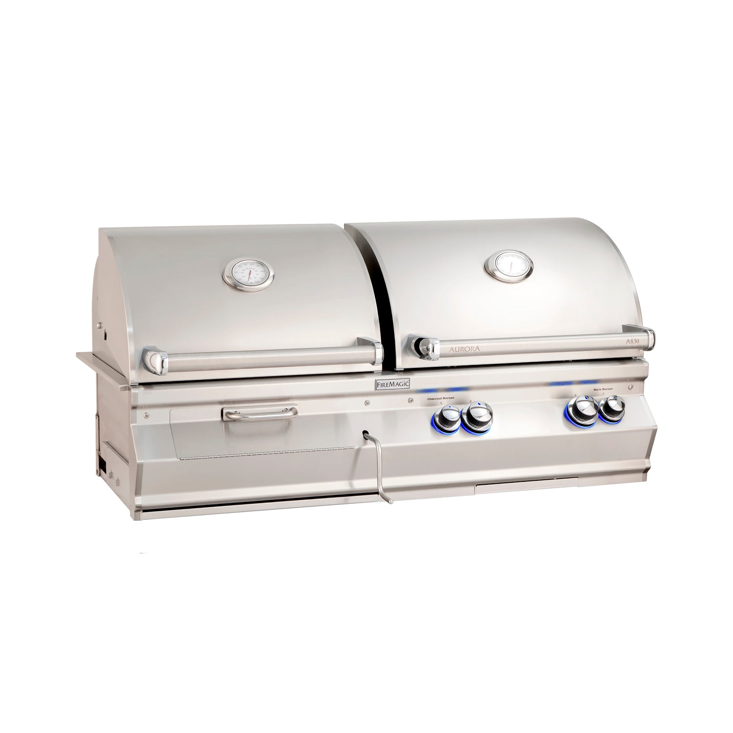 Fire Magic Aurora A830i 46 Gas Charcoal Combo Built In Grill Closed