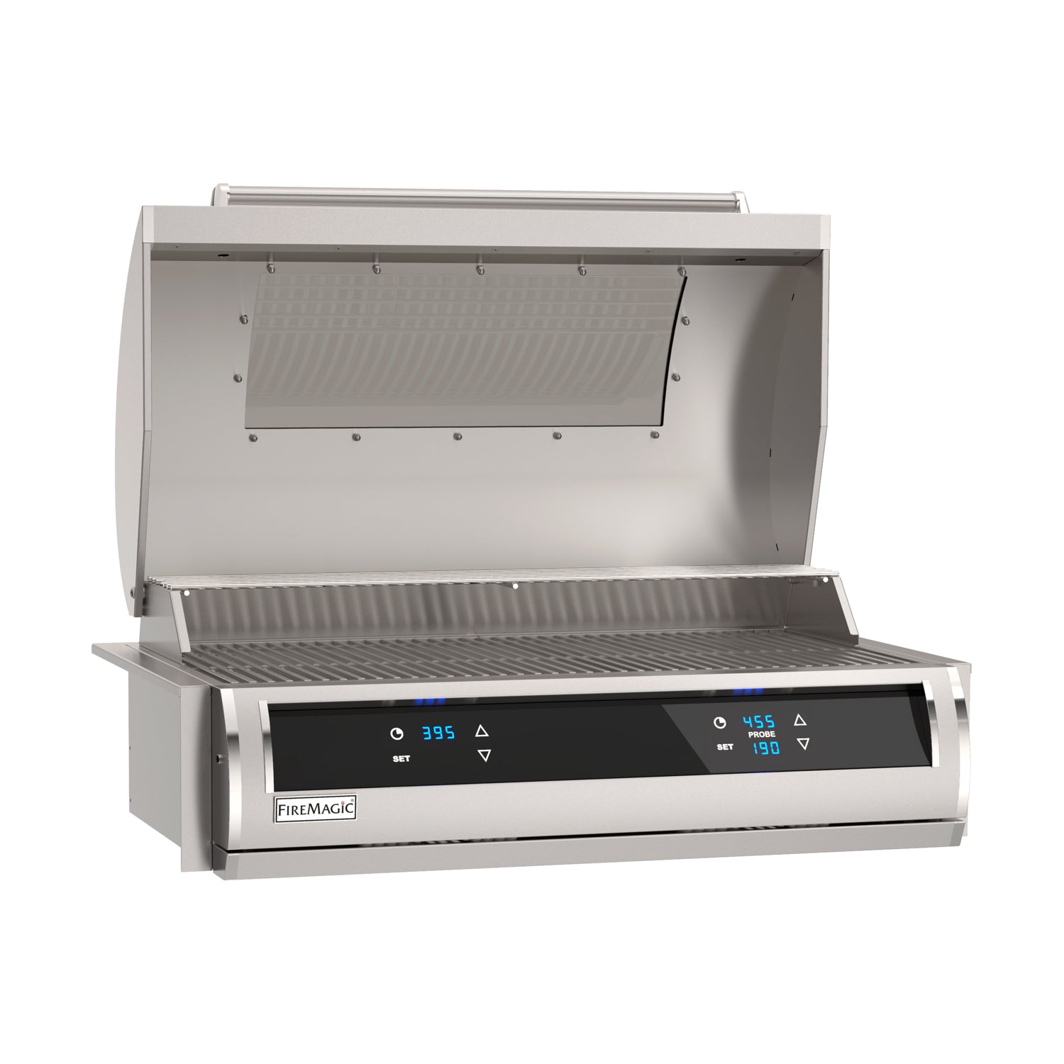 Fire Magic EL500i 31 Built In Digital Controlled Electric Grill Open Angle 2 Controls