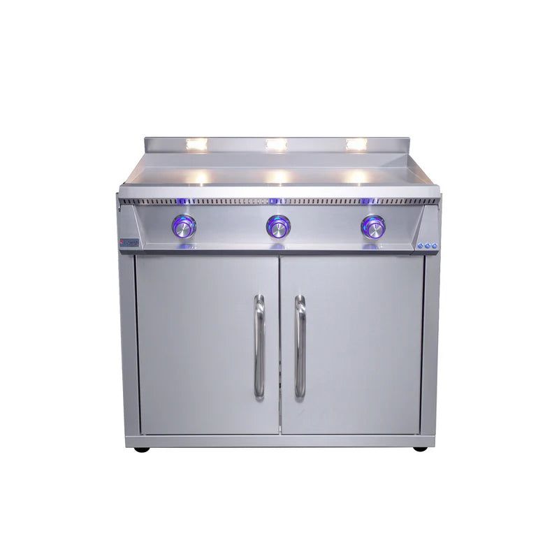 Le Griddle Pro Series 105 41" gas griddle on freestanding stainless cart – front