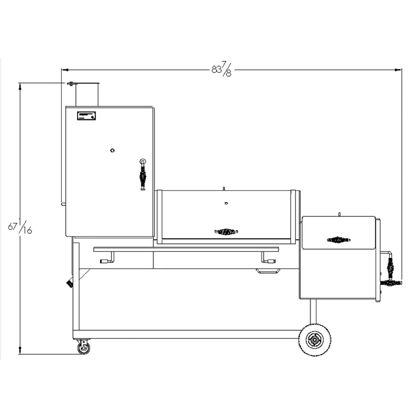 Old Country BBQ Pits All American Angus Offset Smoker with Vertical Cooking Chamber - Specifications 2