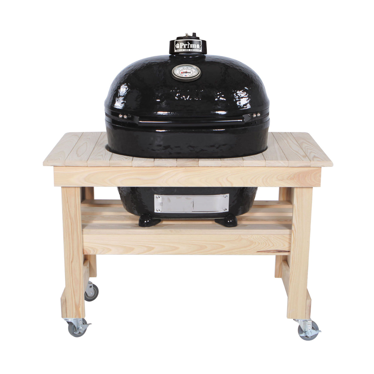 Primo Oval XL 400 Ceramic Kamado Charcoal Grill with Cypress Table