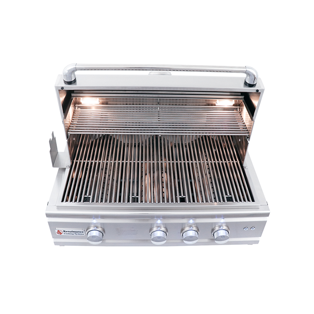 RCS Cutlass Pro 30 in Built In Gas Grill Front over head open