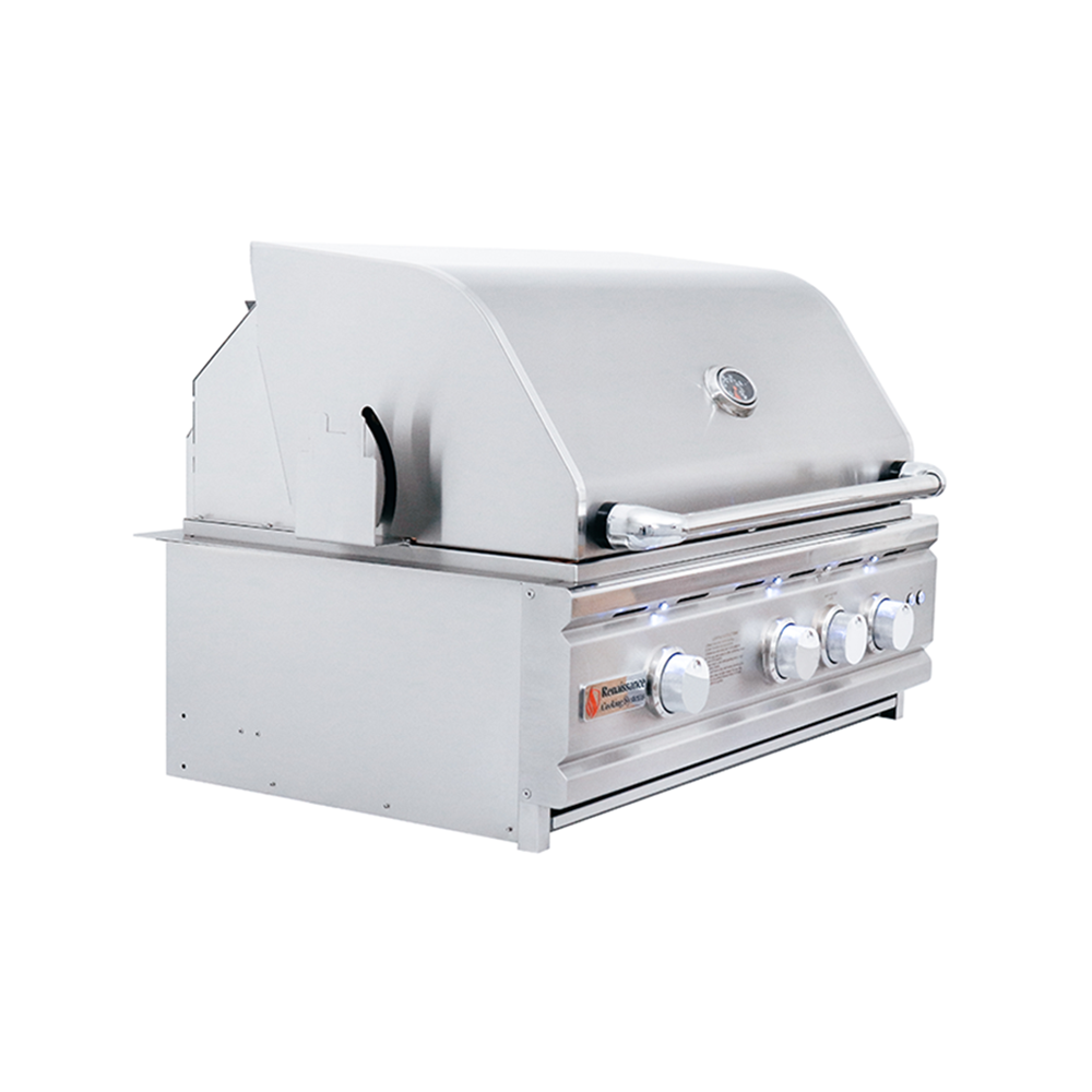 RCS Cutlass Pro 30 in Built In Gas Grill front right angle closed
