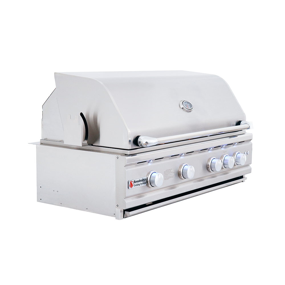 RCS Cutlass Pro 38 in Built In Gas Grill Front right Angle Closed