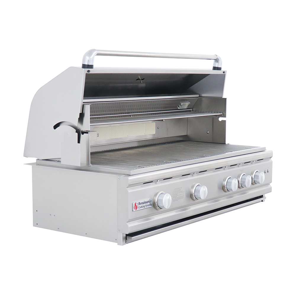 RCS Cutlass Pro 42 in Built In Gas Grill Front Open Right Angle