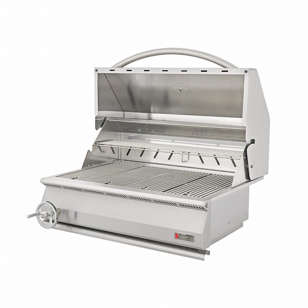 RCS Premier 32 in Built In Charcoal Grill Front Left Angle Open