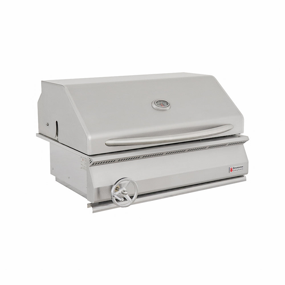 RCS Premier 32 in Built In Charcoal Grill Front Right Angle Closed