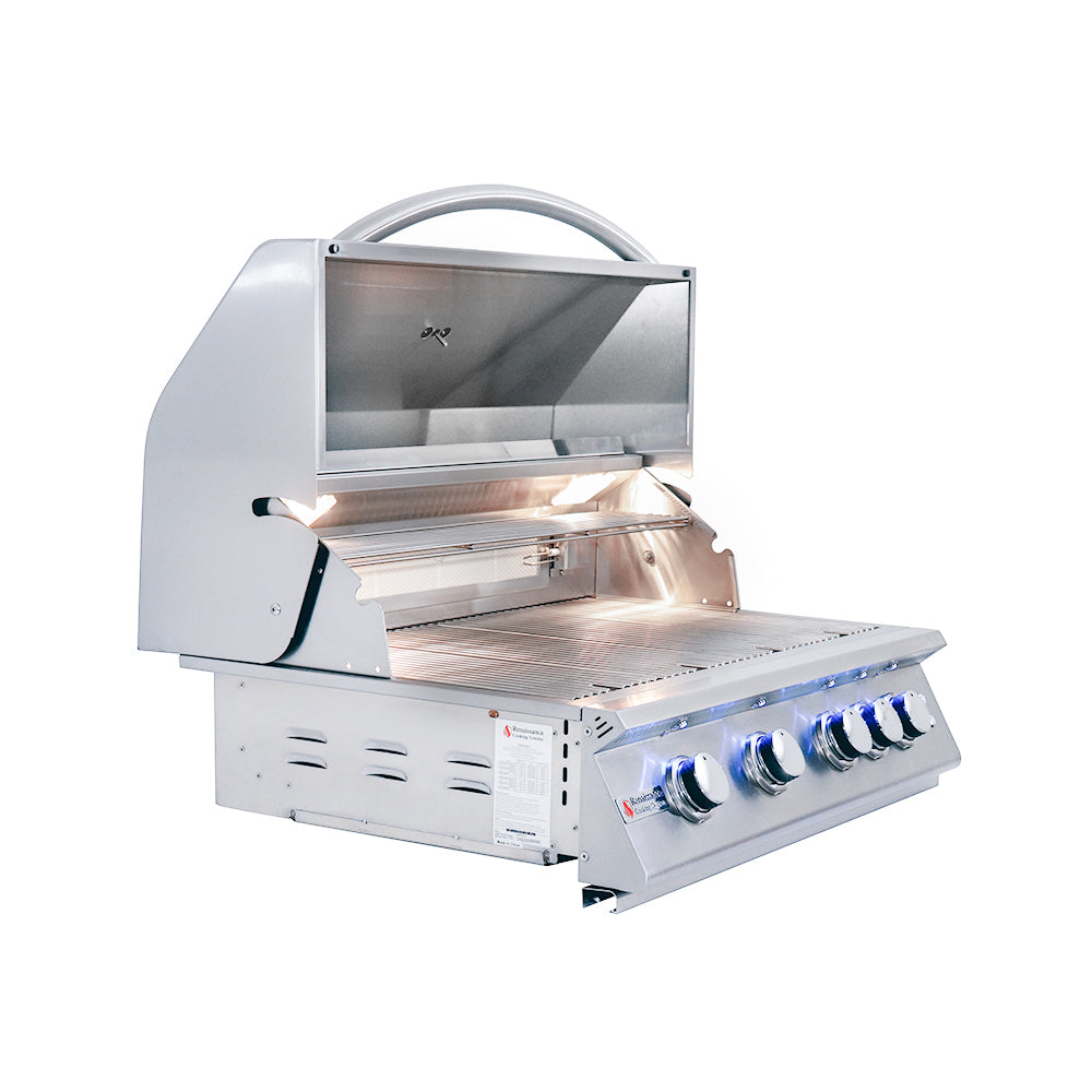RCS Premier 32 in Built In Gas Grill Front Angle Open