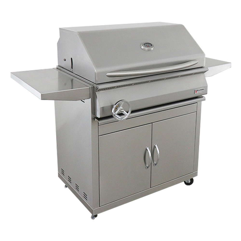 RCS Premier 32 in Charcoal Grill with cart front left angle closed