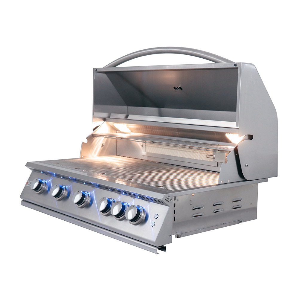 RCS Premier 40 in Built In Gas Grill front left angle open