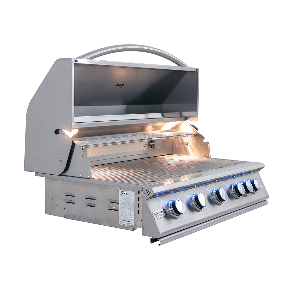 RCS Premier 40 in Built In Gas Grill front right angle open