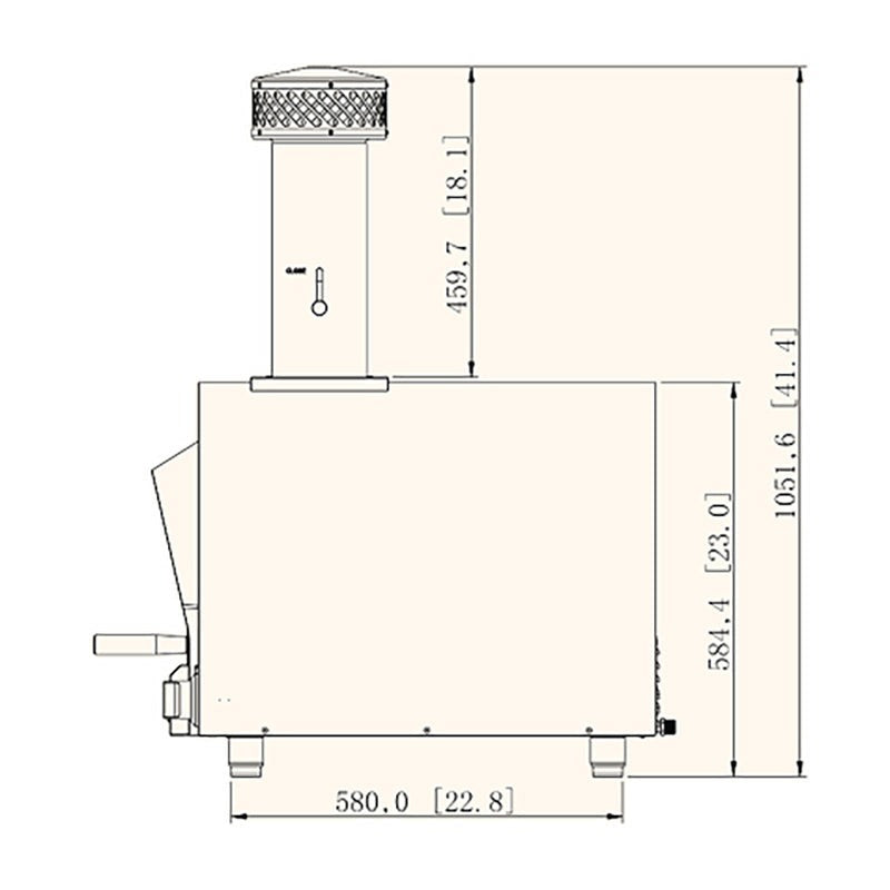 Summerset Hybrid pizza oven dimension drawing, side