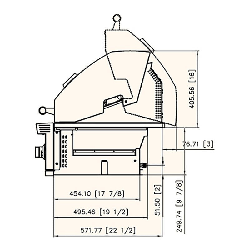 Summerset Quest grill dimension drawing, side view