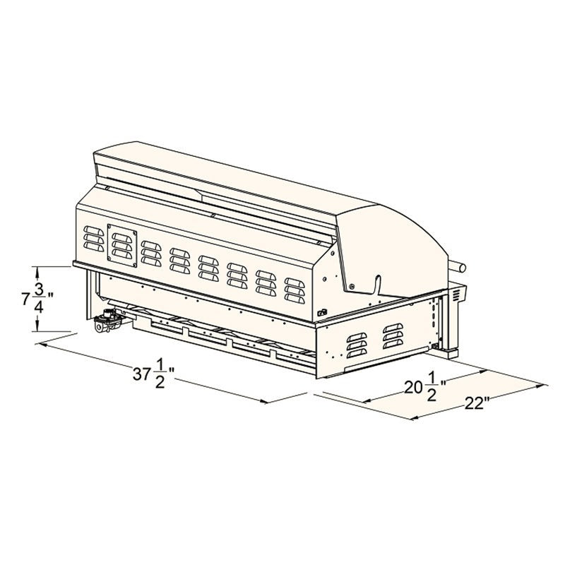 Summerset Sizzler Pro 40" grill dimension drawing, side angle