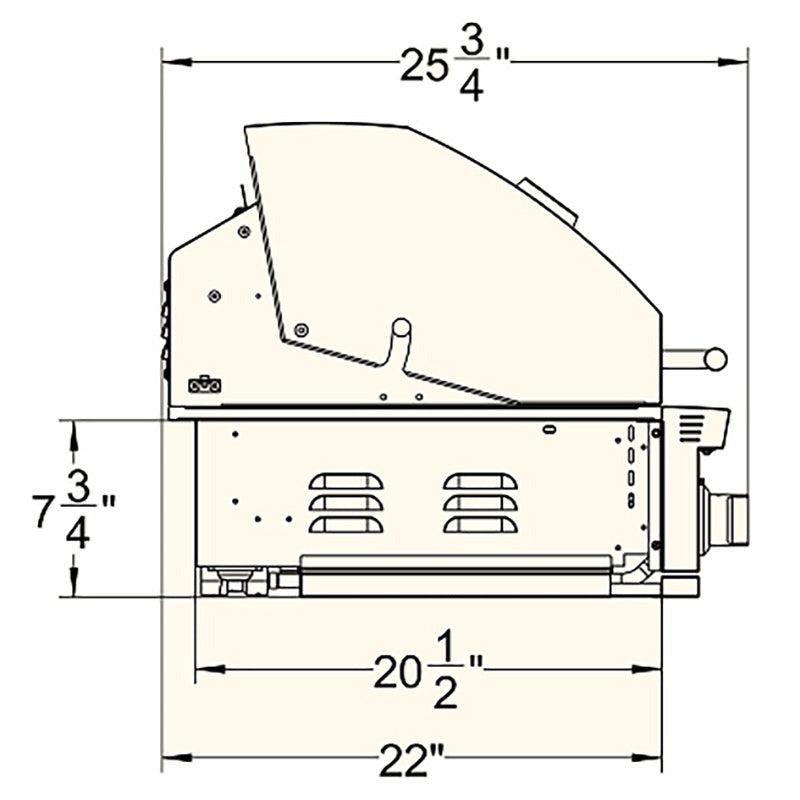 Summerset Sizzler Pro 40" grill dimension drawing, side view