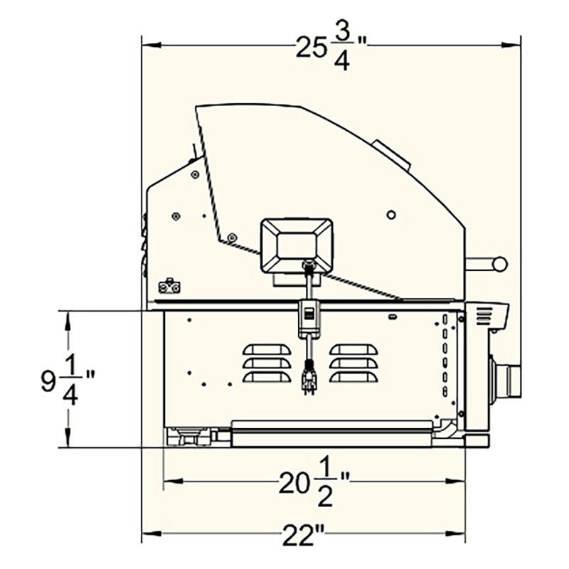 Summerset TRL Pro 40" grill dimension drawing, side view