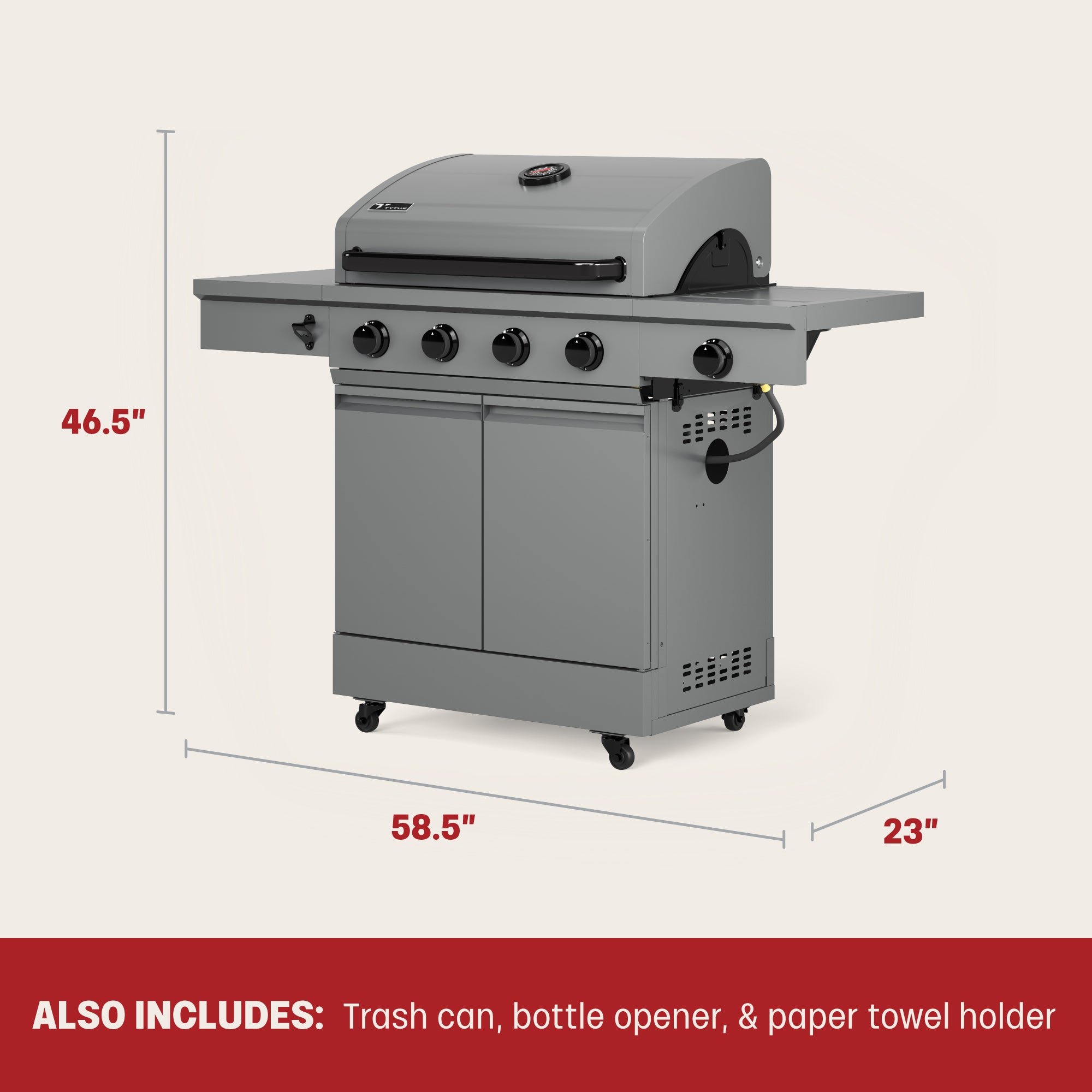 Tytus Grill 4-Burner Gas Grill Dimension