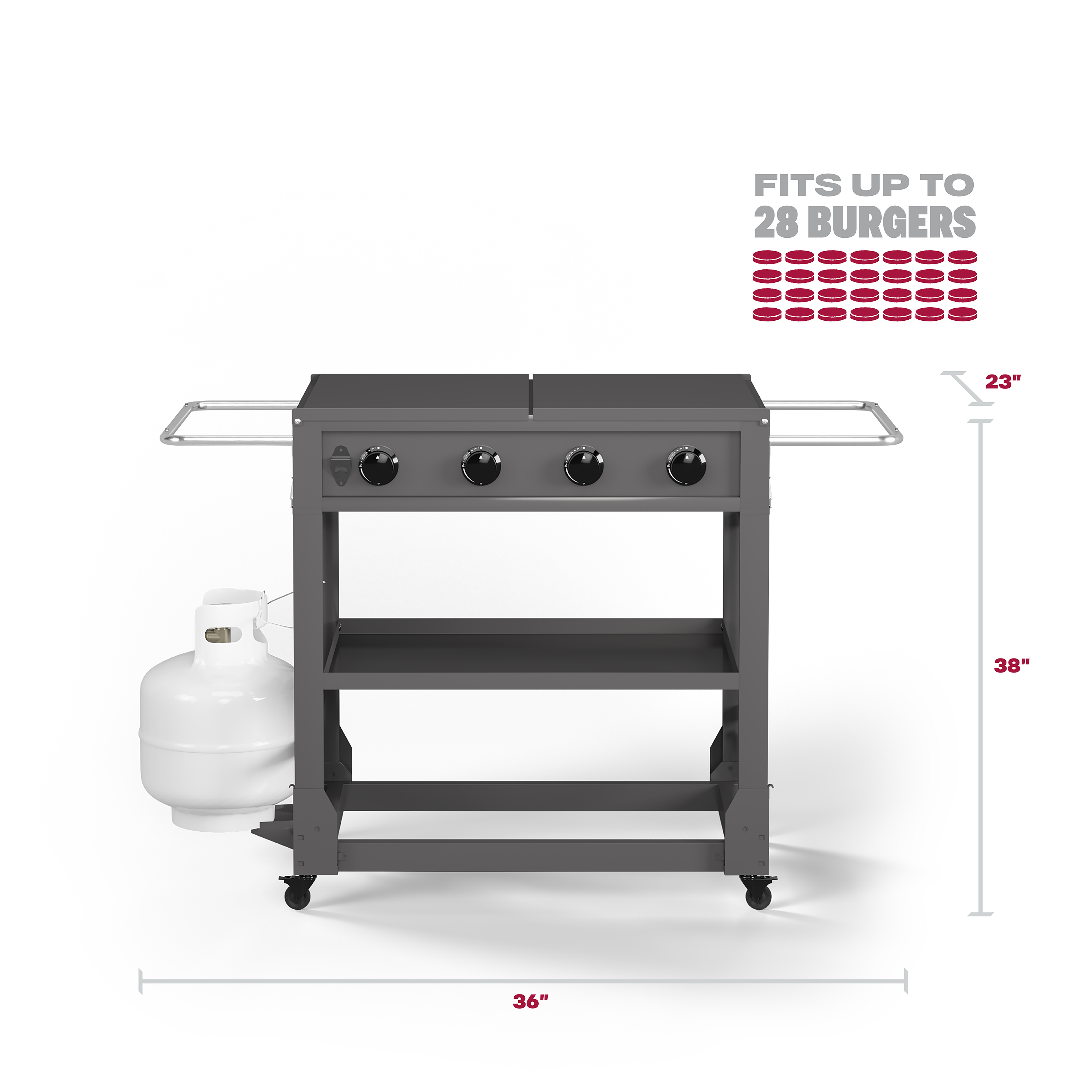Tytus Grills 4-Burner Griddle Dimensions