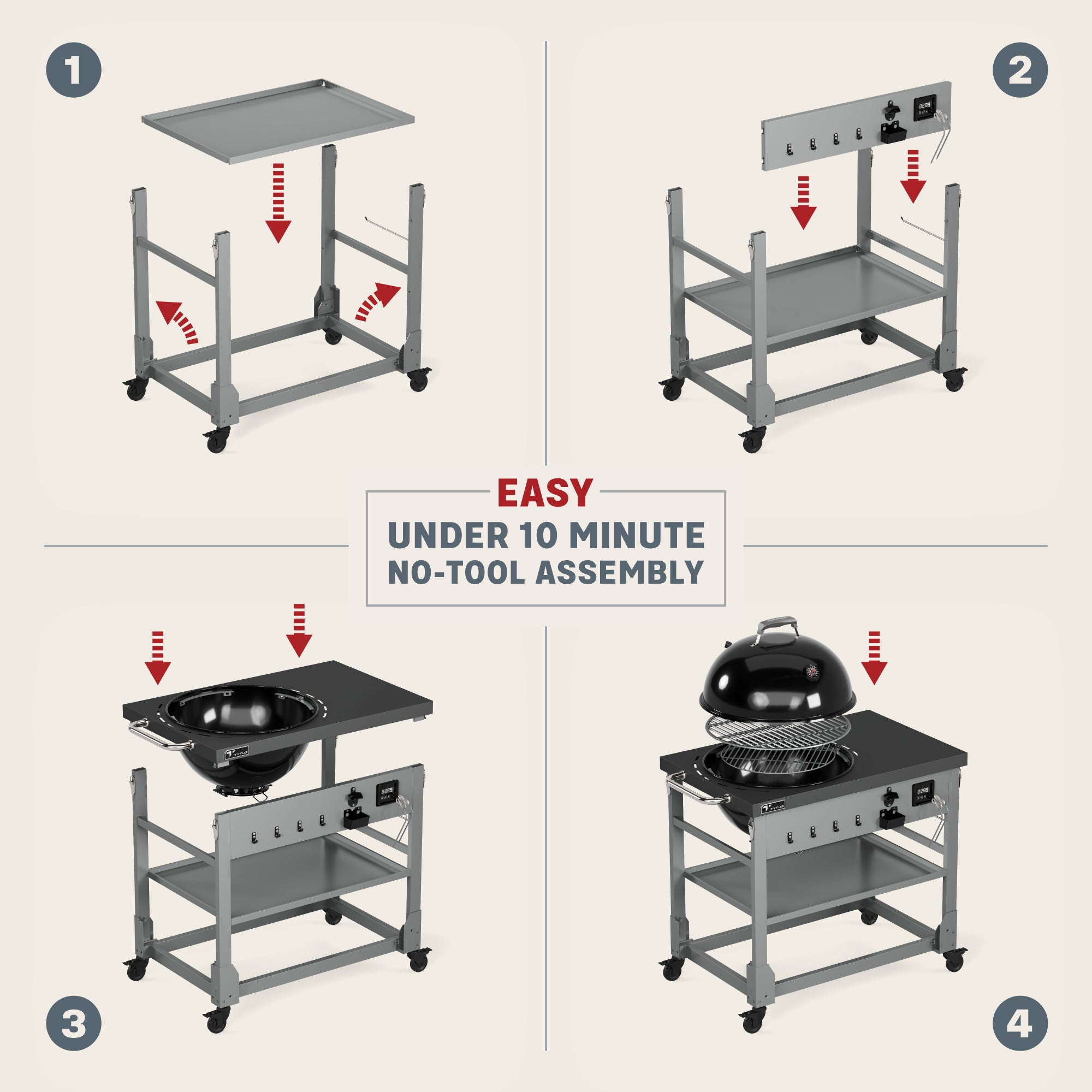Tytus Grills Charcoal Kettle on Cart Assembly