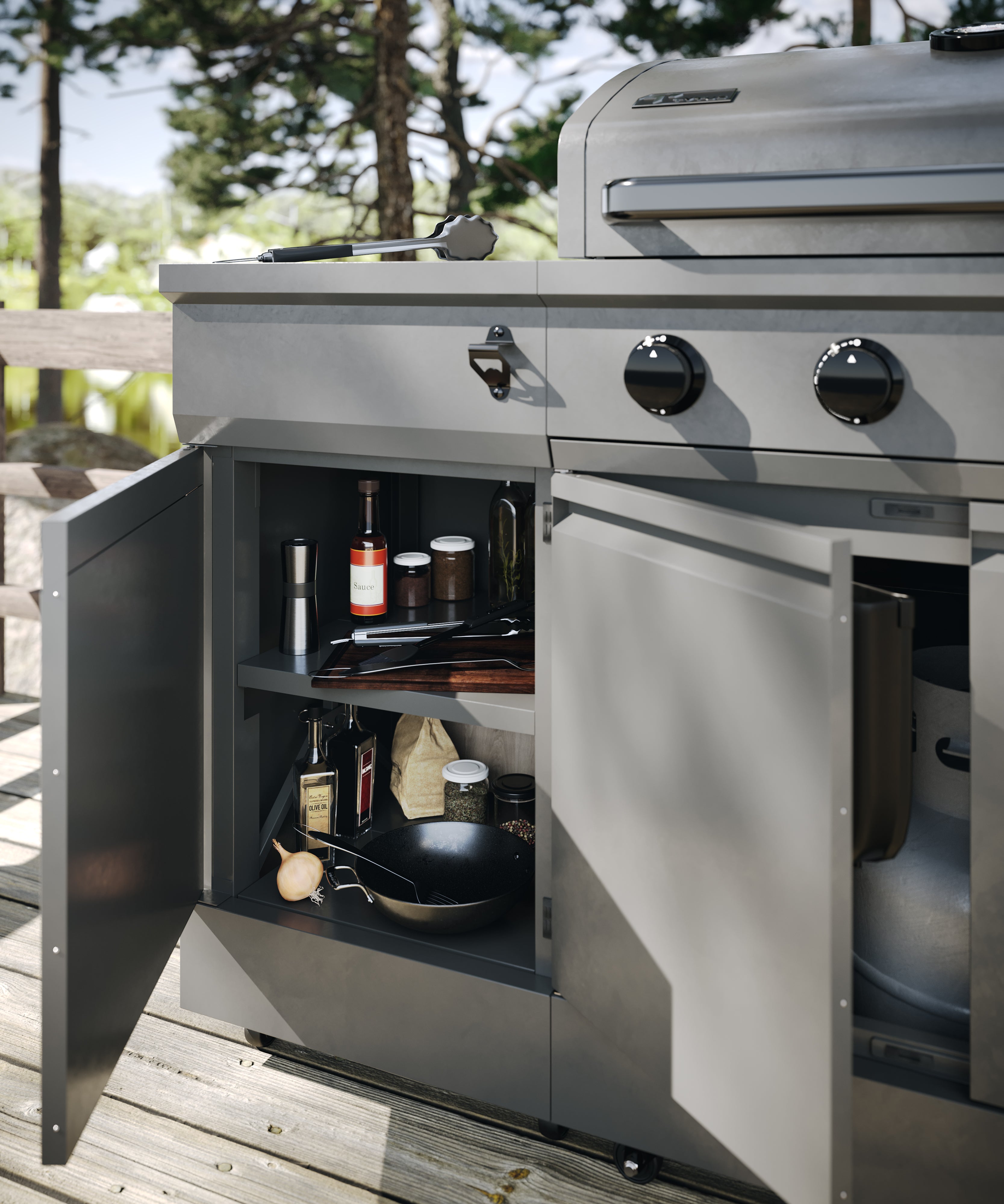 Tytus Grills Gunmetal Island Cabinet