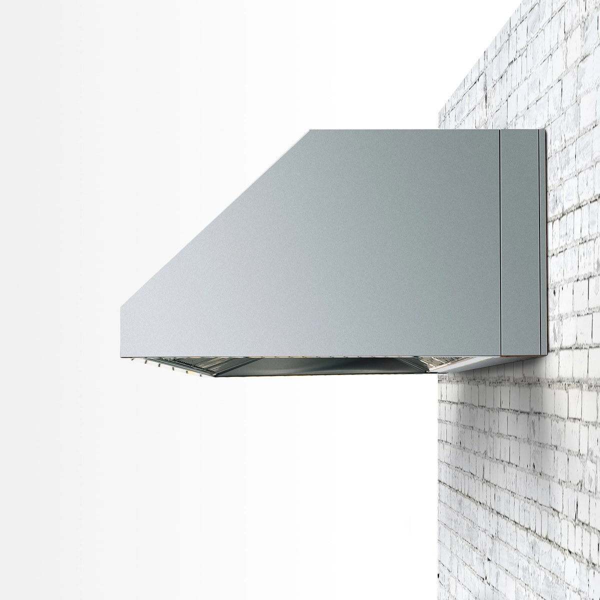 Summerset 4" Spacer Bracket for 42" Vent Hood, profile view mounted behind a vent hood
