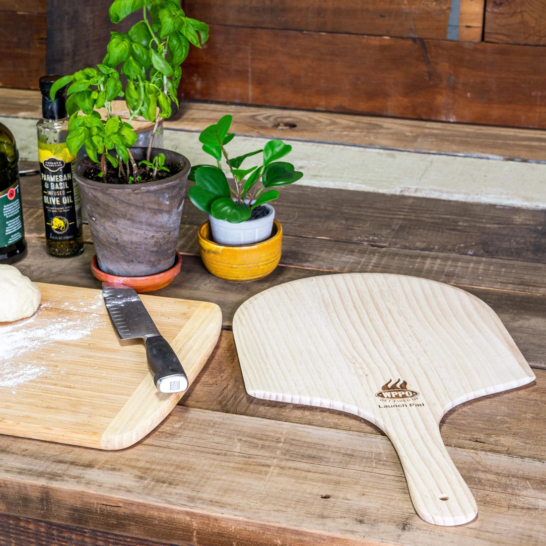 WPPO Wooden Pizza Peel Launch Pad - 2 Pack Lifestyle