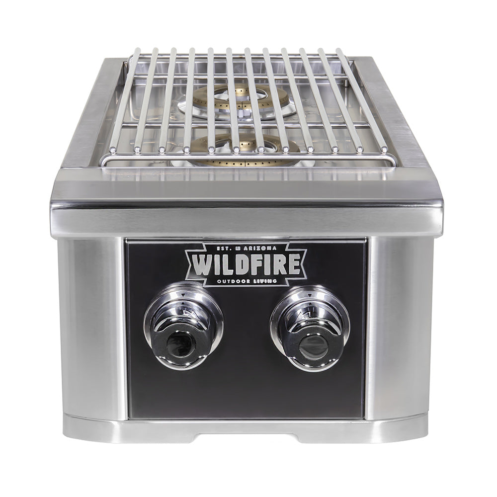 Wildfire Outdoor Living Ranch Pro Double Side Burner Black Stainless Steel Front Open