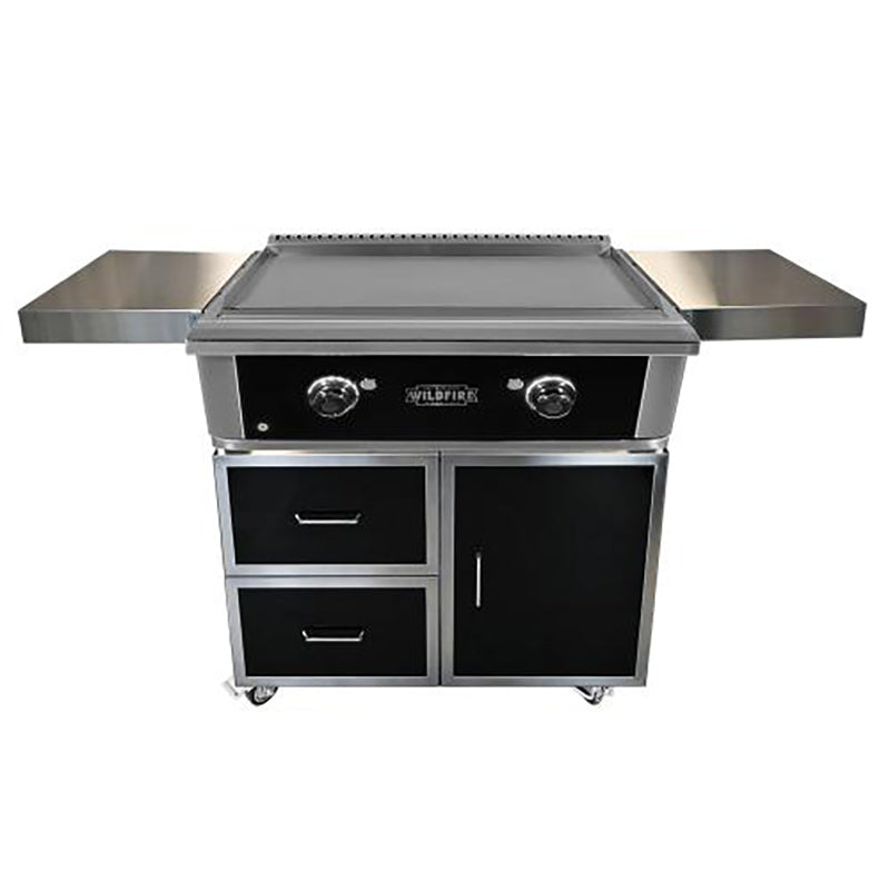 Wildfire Outdoor Living The Ranch Pro 30 inch Griddle Black Stainless Steel Black Cart Front Open