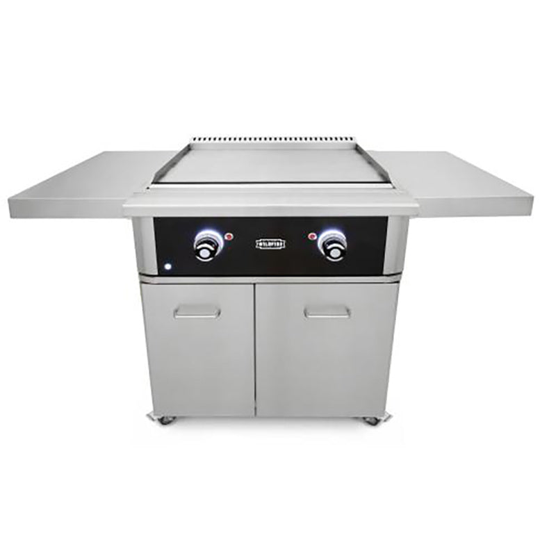 Wildfire Outdoor Living The Ranch Pro 30 inch Griddle Black Stainless Steel Cart Front Open