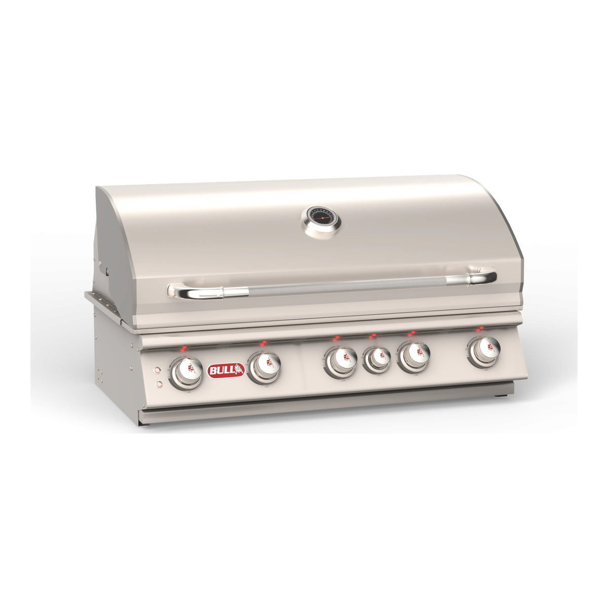 Bull Brahma 38" 5-Burner Built-In Gas Grill – next-generation design, lid closed, angled view