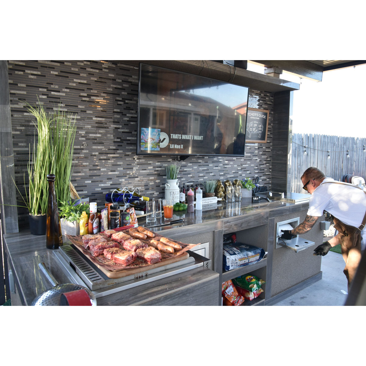 Kokomo paper towel holder in an outdoor kitchen