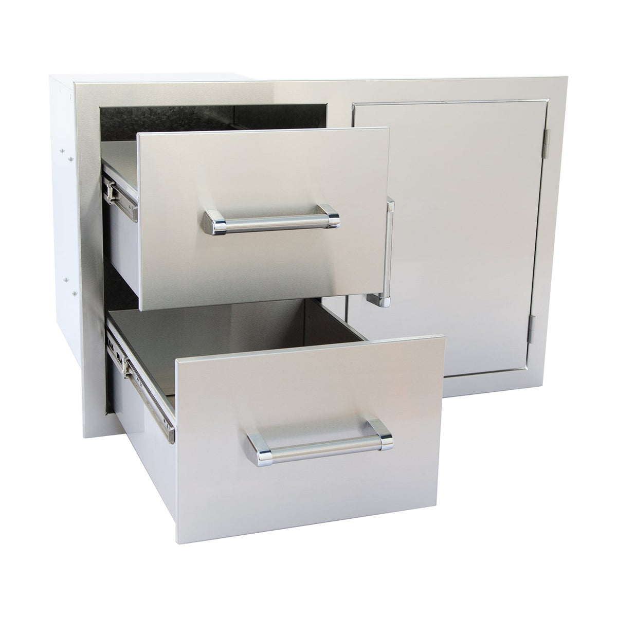 Kokomo two drawer and door combo with drawers open
