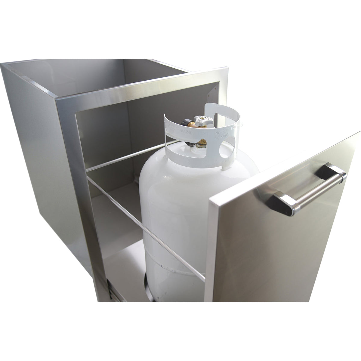 Kokomo pull-out drawer holding a propane tank
