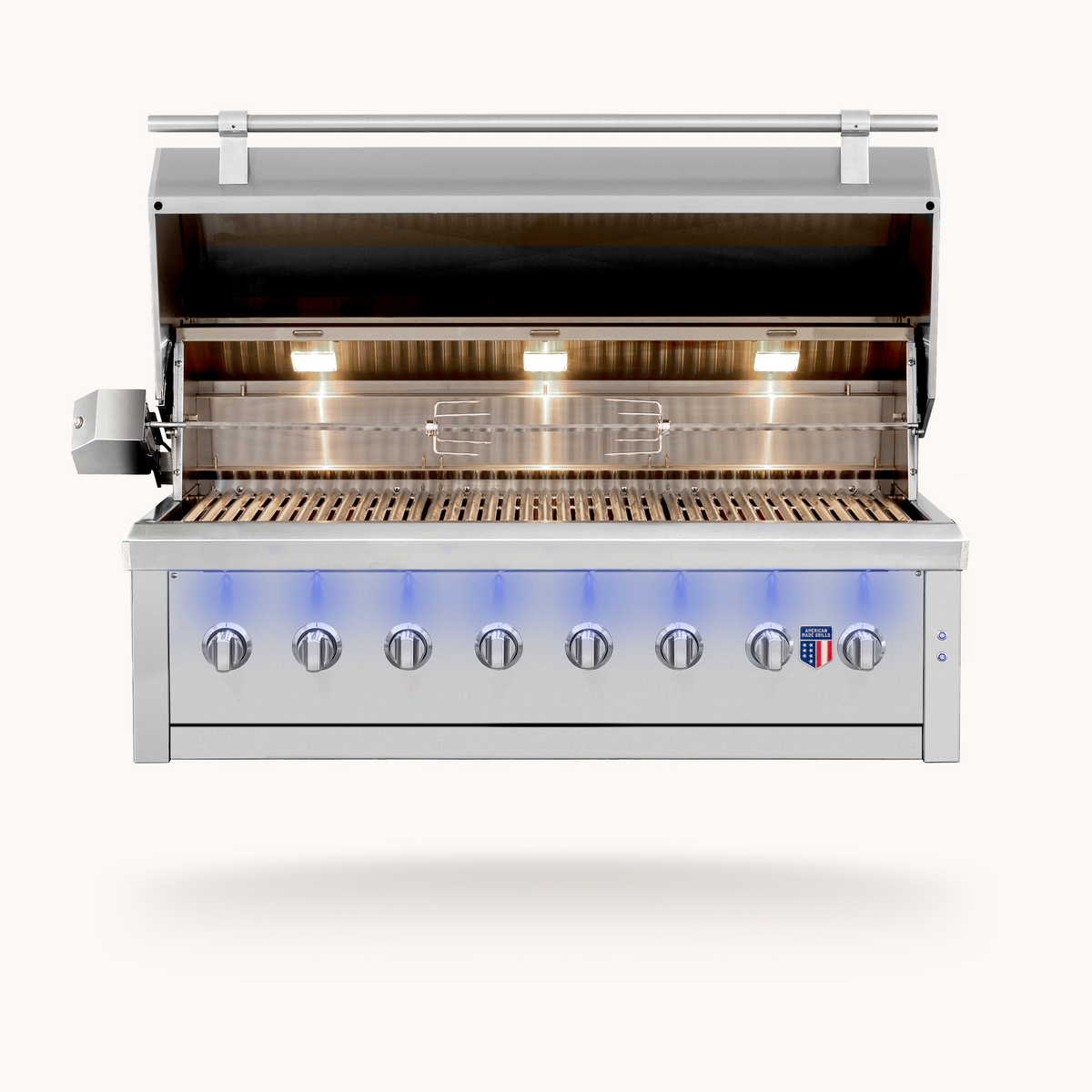 American Made Grills Ovation 54" hybrid grill – hood open