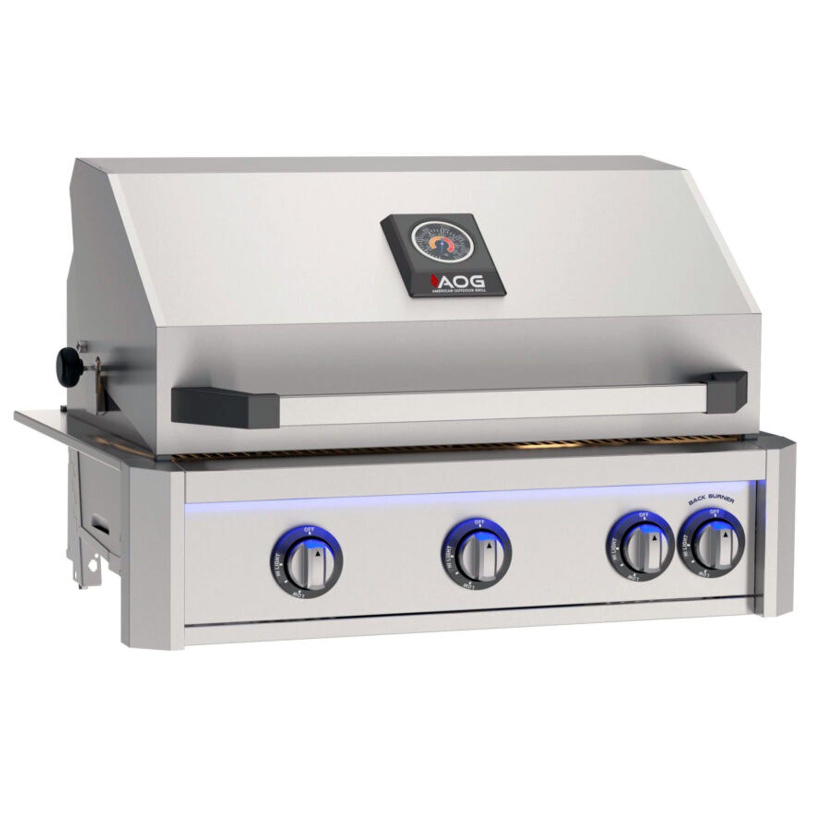 AOG L-Series 30" 3-Burner Built-In Gas Grill With Infrared Burner, Rotisserie, Internal Lights & LED Color Lights